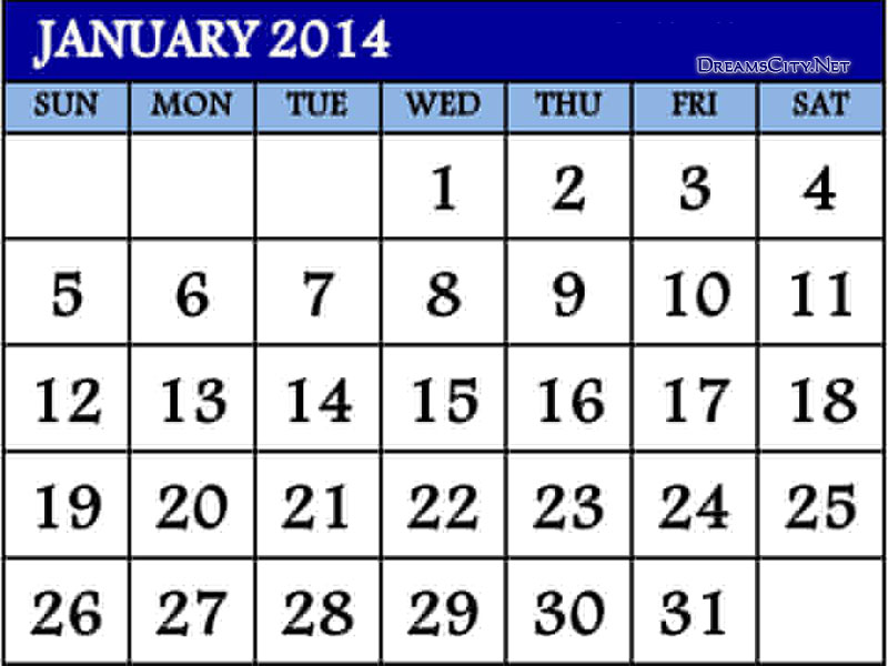 january 2014 calendar