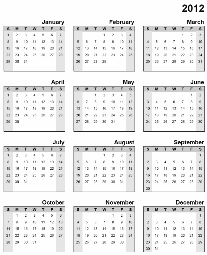 2012 Calendars Templates 2012 Calendars