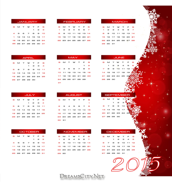 تقويم 2015 احمر 